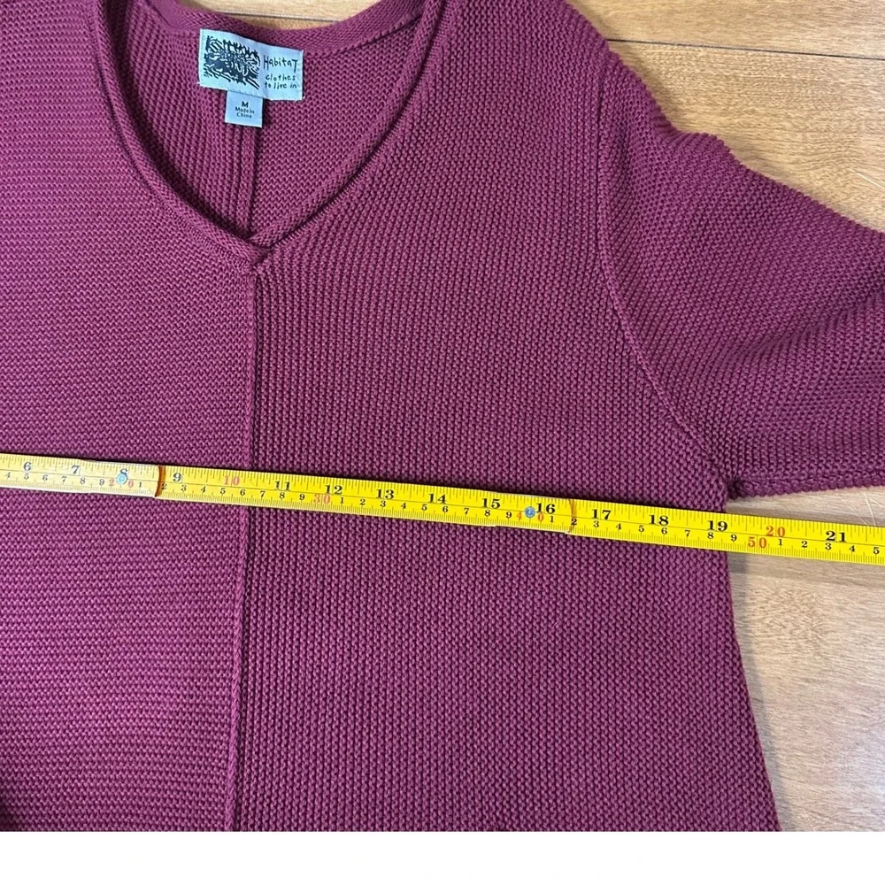 Habitat Clothes To Live In Sweater Womens M Red V-Neck Knit Pocket Asymmetrical